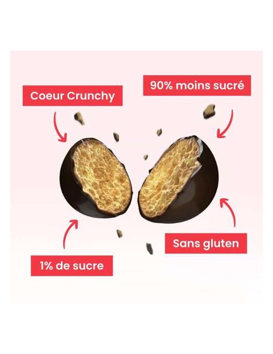 BILLES SOUFFLEES CHOCOLAT NOIR – 65 % de sucres en moins