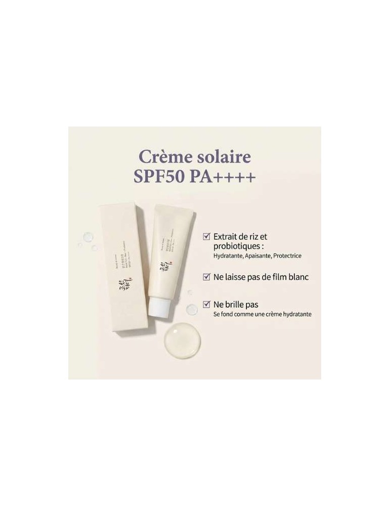 CREME SOLAIRE SPF50 - PA++++ riz et probiotiques