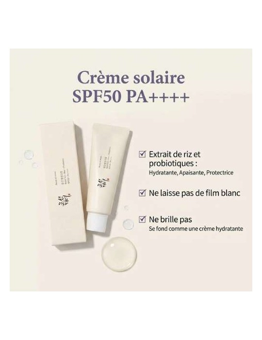 CREME SOLAIRE SPF50 - PA++++ riz et probiotiques